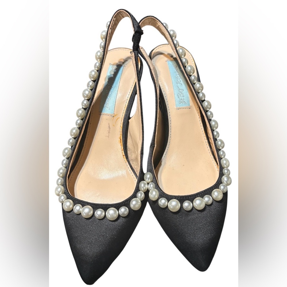 Betsey Johnson Black Pearl-Embellished Women's Shoes